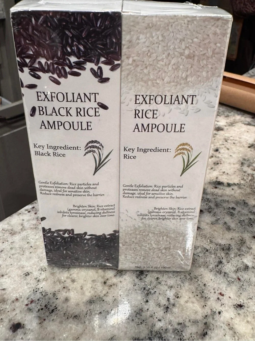 Exfoliating Rice Ampoule Duo - Brightening & Purifying Serums (White & Black)